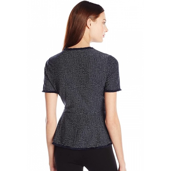 BCBGMAXAZRIA | Viviayne Blue Zip Front Peplum Top - Picture 2 of 16